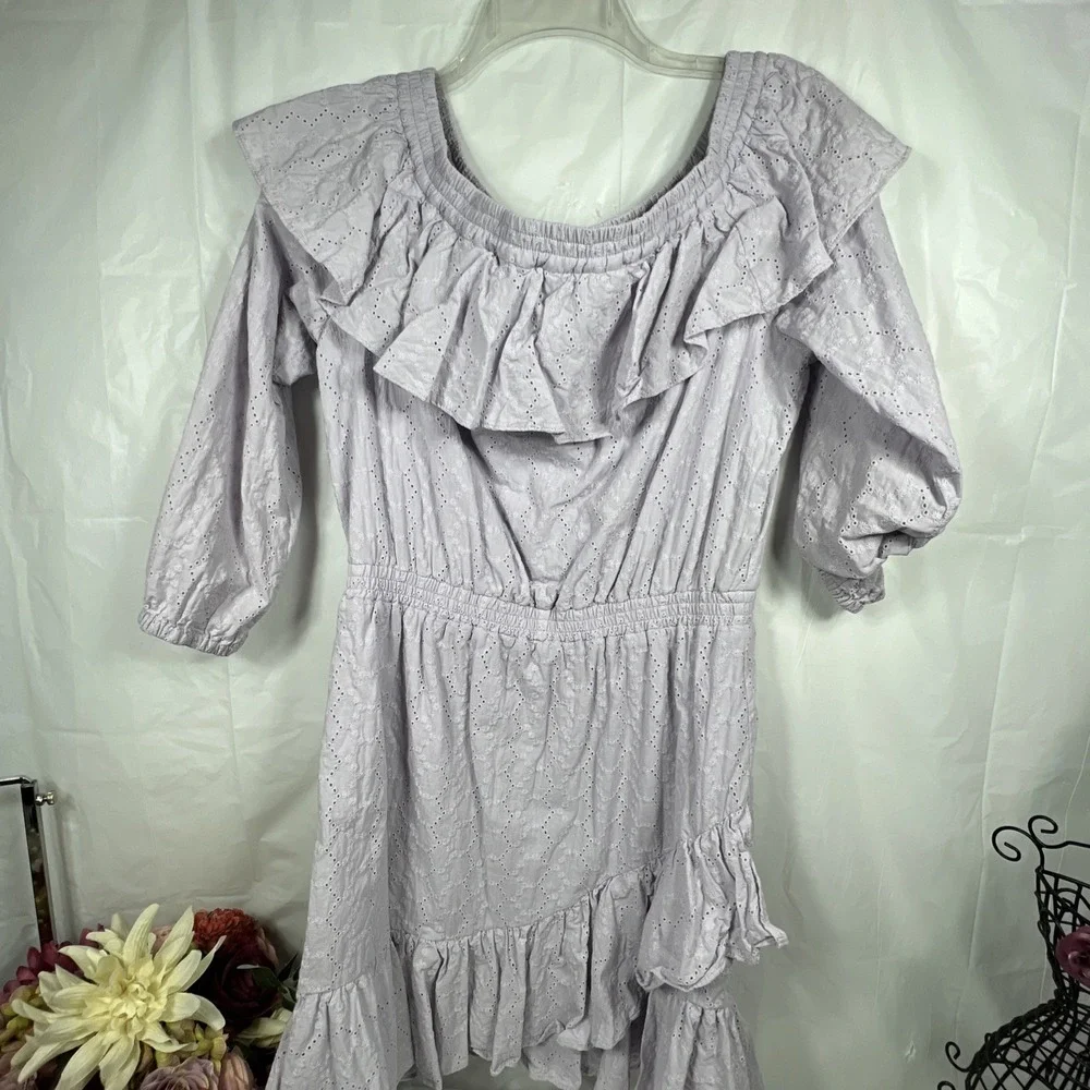 MICHAEL Michael Kors‎ Womens Lavender Off The Shoulder Eyelet Dress Size Medium